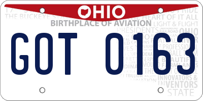 OH license plate GOT0163