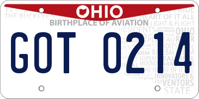 OH license plate GOT0214