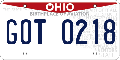 OH license plate GOT0218