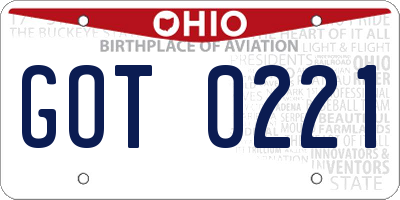 OH license plate GOT0221