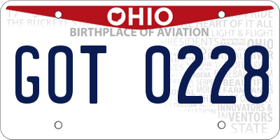OH license plate GOT0228