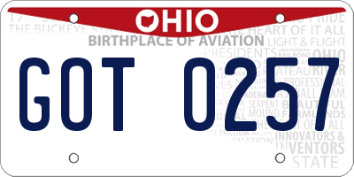 OH license plate GOT0257