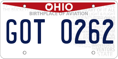 OH license plate GOT0262