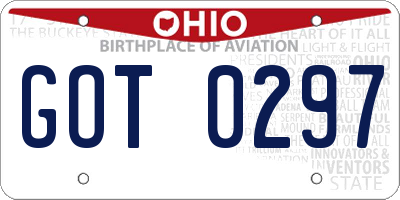 OH license plate GOT0297