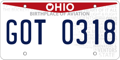 OH license plate GOT0318