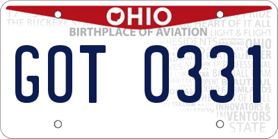 OH license plate GOT0331