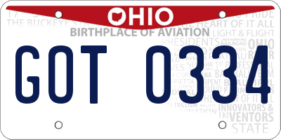 OH license plate GOT0334