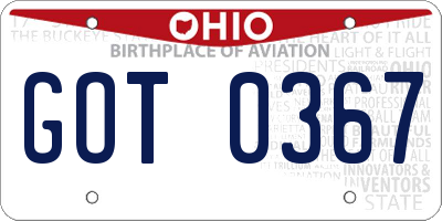 OH license plate GOT0367
