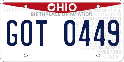 OH license plate GOT0449