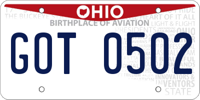 OH license plate GOT0502
