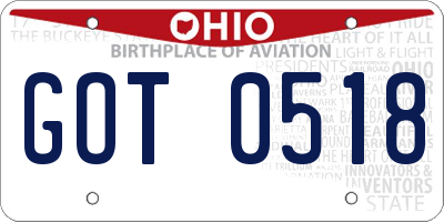 OH license plate GOT0518
