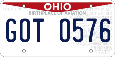 OH license plate GOT0576