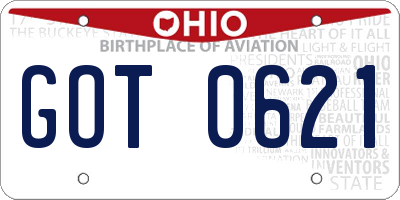 OH license plate GOT0621