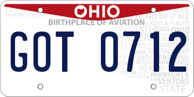 OH license plate GOT0712