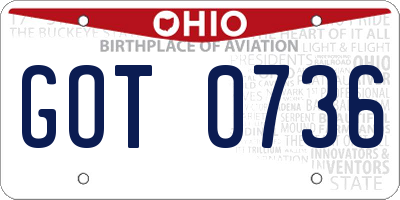 OH license plate GOT0736