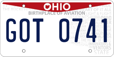 OH license plate GOT0741