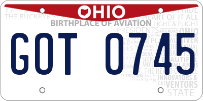 OH license plate GOT0745
