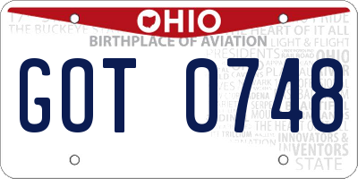 OH license plate GOT0748