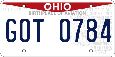 OH license plate GOT0784