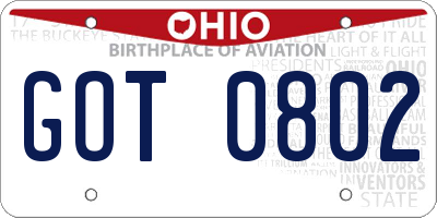 OH license plate GOT0802