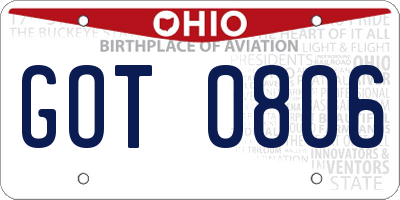 OH license plate GOT0806