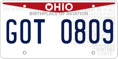 OH license plate GOT0809