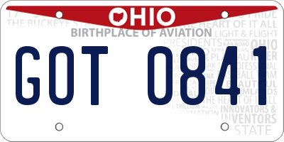 OH license plate GOT0841