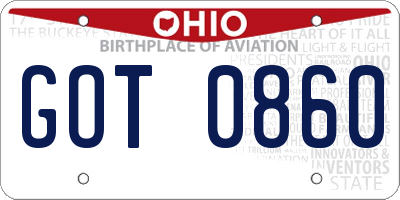 OH license plate GOT0860