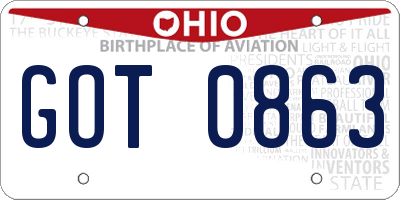 OH license plate GOT0863