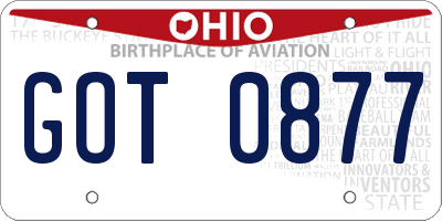 OH license plate GOT0877