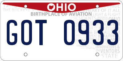 OH license plate GOT0933