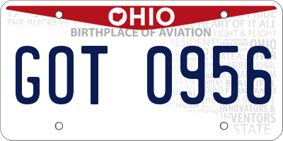 OH license plate GOT0956
