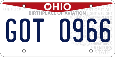 OH license plate GOT0966