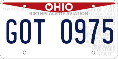 OH license plate GOT0975
