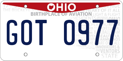 OH license plate GOT0977