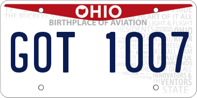 OH license plate GOT1007