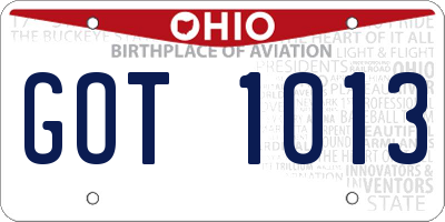 OH license plate GOT1013
