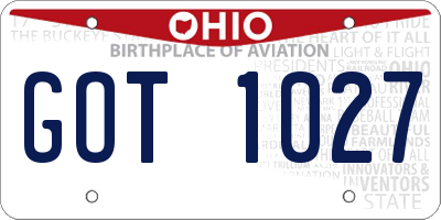 OH license plate GOT1027