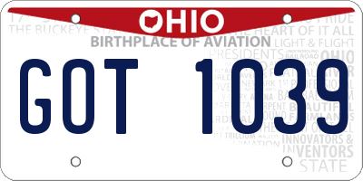 OH license plate GOT1039
