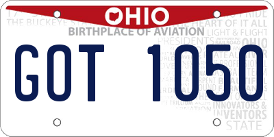 OH license plate GOT1050