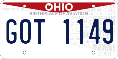OH license plate GOT1149