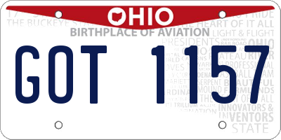 OH license plate GOT1157
