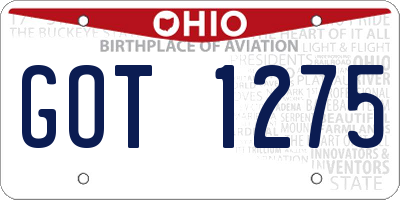 OH license plate GOT1275