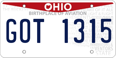 OH license plate GOT1315