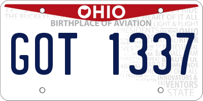 OH license plate GOT1337