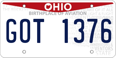 OH license plate GOT1376