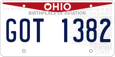 OH license plate GOT1382