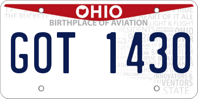 OH license plate GOT1430