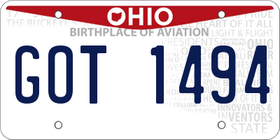 OH license plate GOT1494