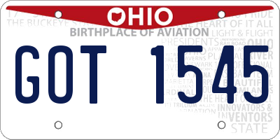 OH license plate GOT1545